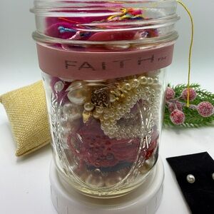 Colorful Bead Collection in Jewelry Jar